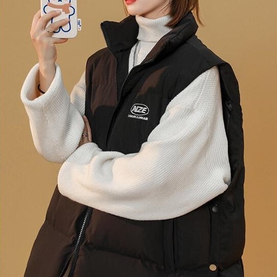 ダウンベスト ブラック ホワイト アイボリー アウター ベスト スリム 細身 ストレート スマート