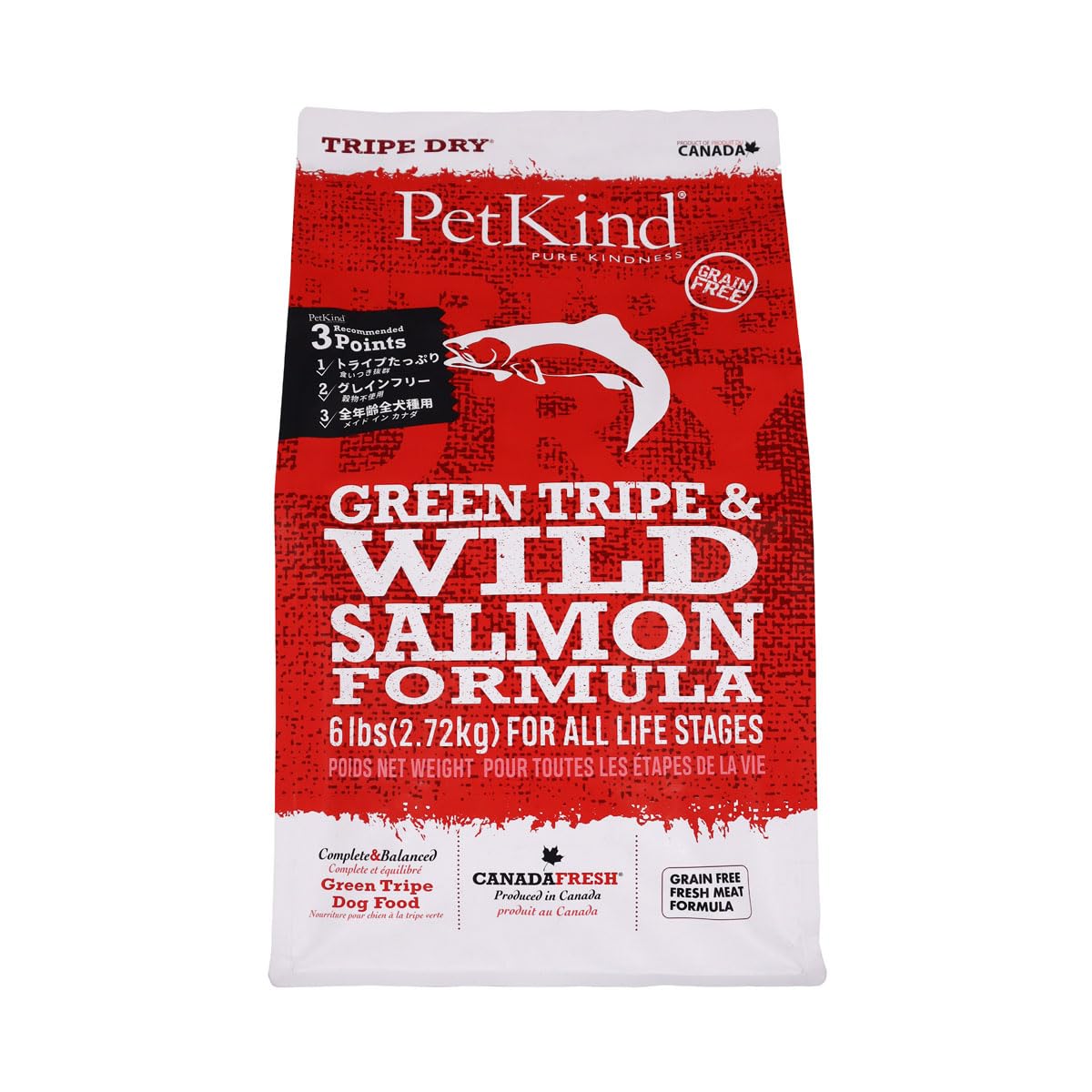 ペットカインド トライプドライ グリーントライプ＆ワイルドサーモン 2.72kg