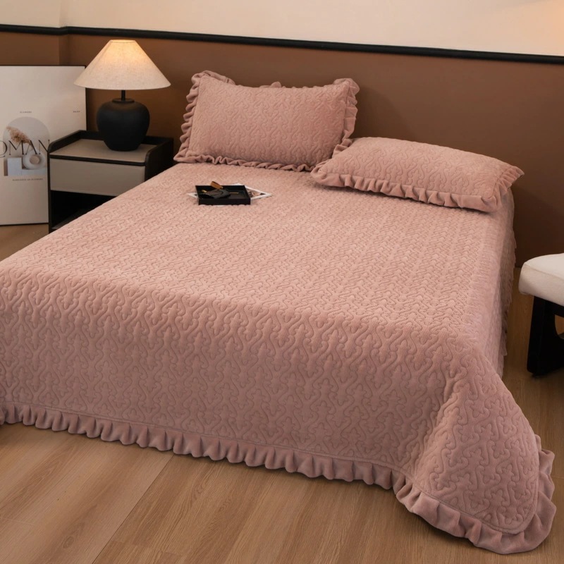 ベッドカバー 冬用 増粘 フランネル 防寒 3点セット 榻榻米用