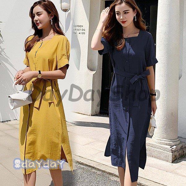 期間限定オファーワンピース レディース 夏 オシャレ ロングワンピース 骨出し 無地 リボン 膝丈 綿麻ワンピ 通勤 ドレス 上品 二次会 女子会ワンピース レディース 夏