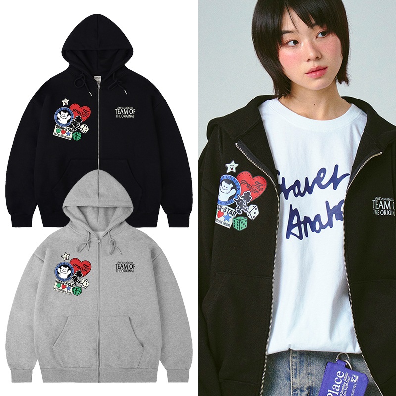 [UNISEX]OF PATCH Hooded Zip-up_2color