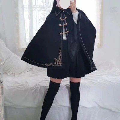 ロリータロリータ秋冬マントコー今週の割引は 25% オフですトダークブラックマントコート秋冬ウールコートマントqoo10 6,178円