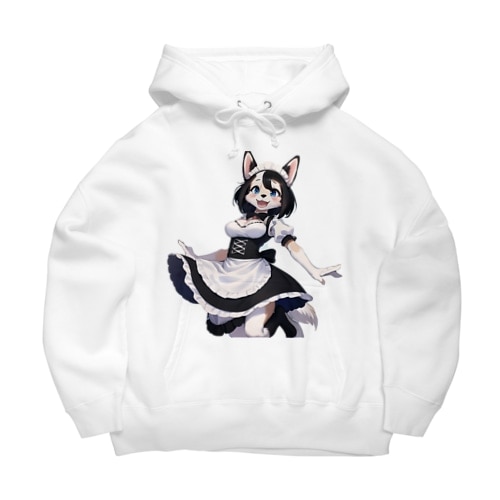 【文字入れ可能受注生産】ボーダーコリーの女の子　メイド　ケモナー ビッグシルエットパーカー