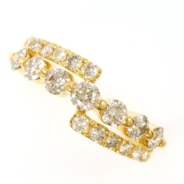 K18 18金 YG リング 指輪 12号 ダイヤ 1.00 カード鑑別書 ジュエリー 中古