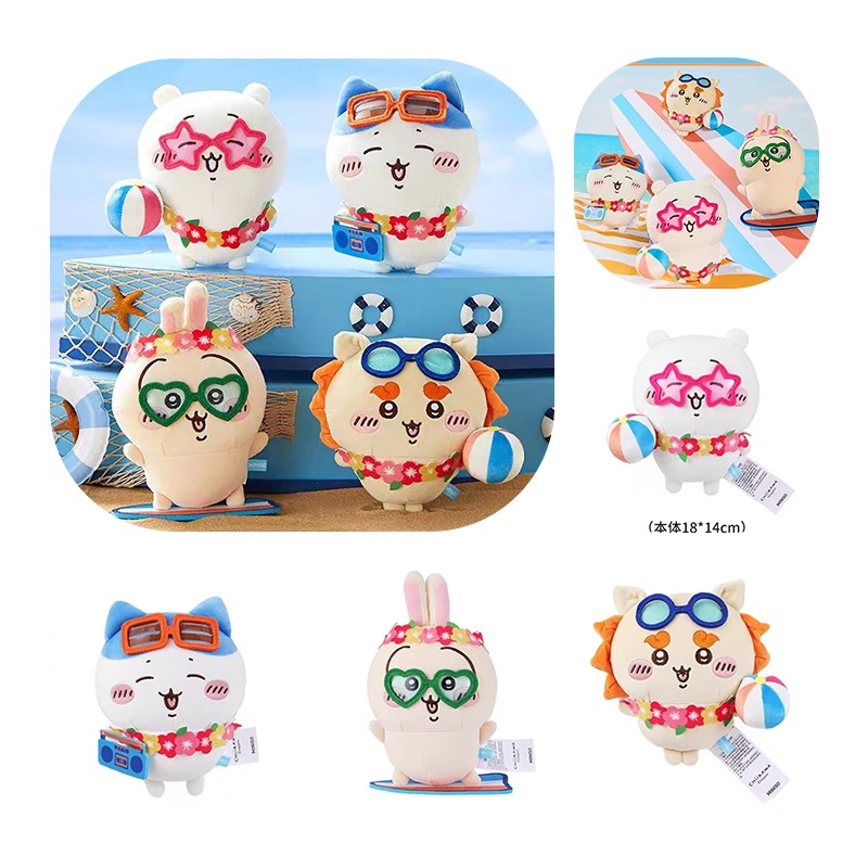 【公式正規品】M INISO ちいかわ 夏限定 フラワーリース ぬいぐるみ Chiikawa＆ハチワレ＆ウサギ ドール 可愛いインテリア 女の子向けギフト
