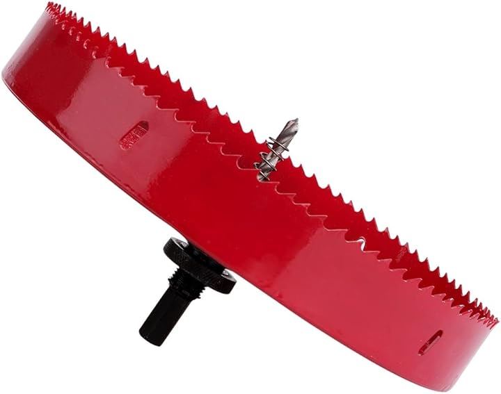 ホールソー バイメタル 穴あけ ドリルビット 切削 工具 DIY 鉄 アルミ 石膏ボード プラスチック 木材などに対応(レッド, 255mm)