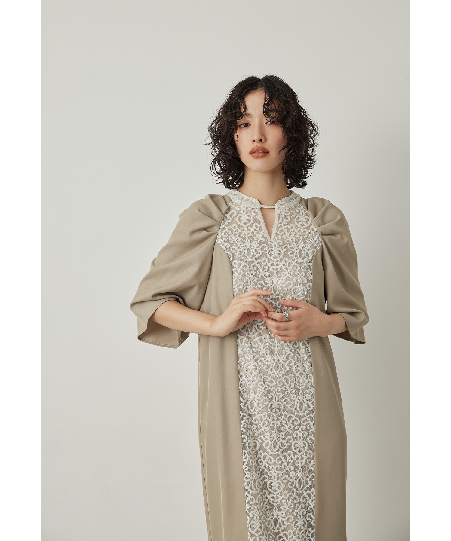 スイッチカラードレス パーティードレス 結婚式 チュール レース 配色 キーホールネック Iライン ロング丈 お呼ばれ パーティー 二次会 披露宴 謝恩会 成人式 同窓会 卒業式 フォーマル