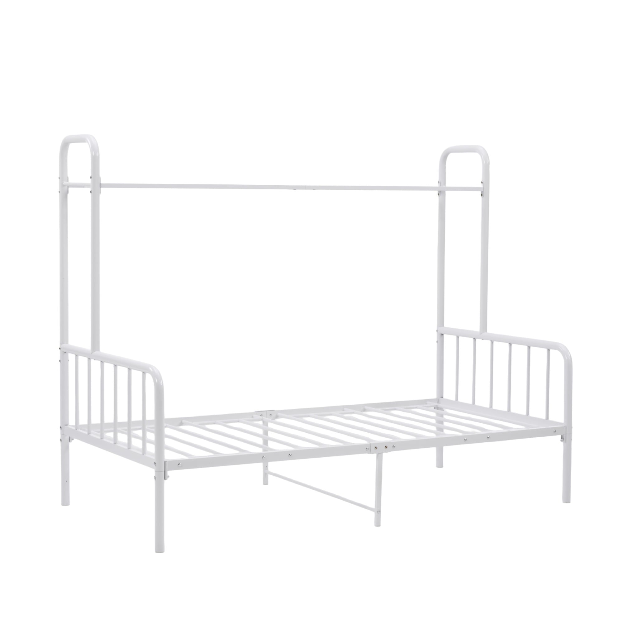 国内発送.送.料.無.料新品238【ホワイト】パイプベッド シングル ロータイプ 耐荷重 120kg 耐震 上下収納 北欧風 大人・子供兼用 寮・一人暮らしに最適