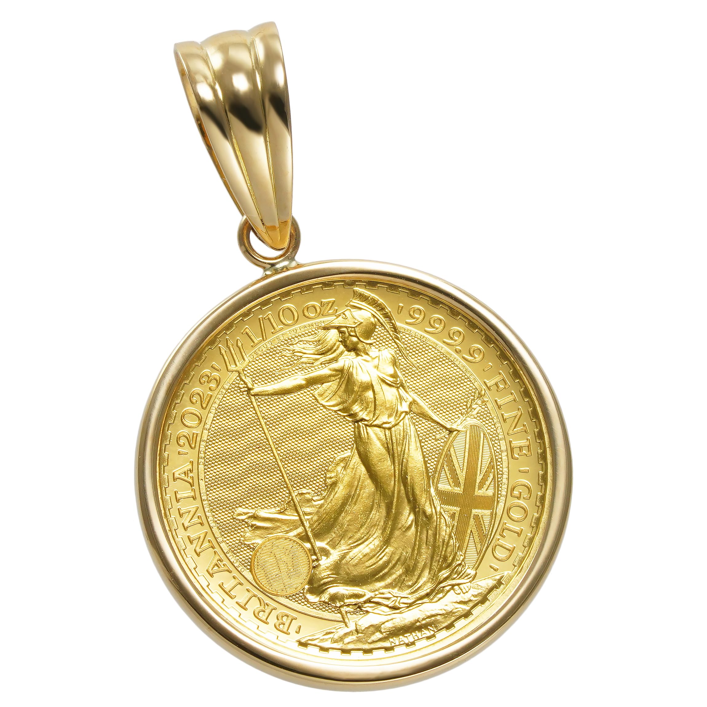 [SPERANZA] K24 純金 コイン ペンダント トップ ブリタニア 1/10oz シンプル枠 K18 刻印入り