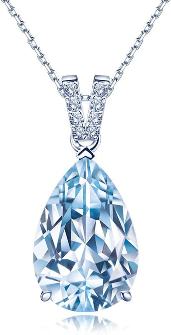 誕生石 LUCKY レディース 925シルバー ネックレス ペンダント(3月 誕生石 合成アクアマリン) 4,714円