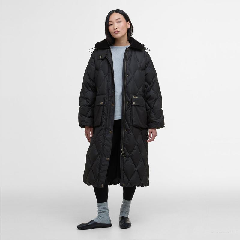 [25FW] 女性 ブラック Longline Yasmin ダックダウンパファージャケット (URJU5F310BK)