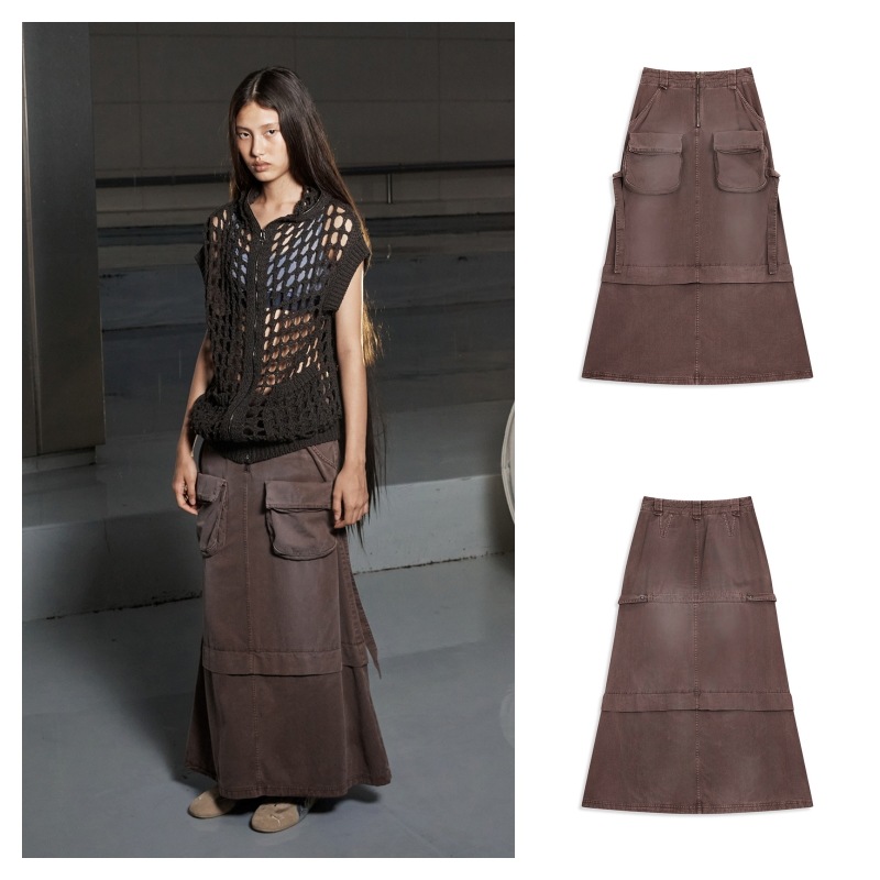 【OPEN Yy】 CARGO POCKET MAXI SKIRT : BROWN 26,993円