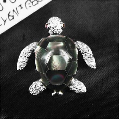 K18WG ルビー&ダイヤ ブラックシェル タイニーピン 亀 天然石 パワーストーン アクセサリー
