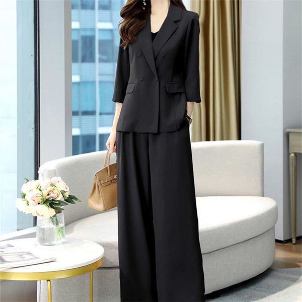 セットアップ パンツスーツ レディース ワイドパンツ 七分袖 2点セット 無地 ジャケット ビジネス フォーマル オフィス 通勤 OL お洒落 上品 通勤 母 春