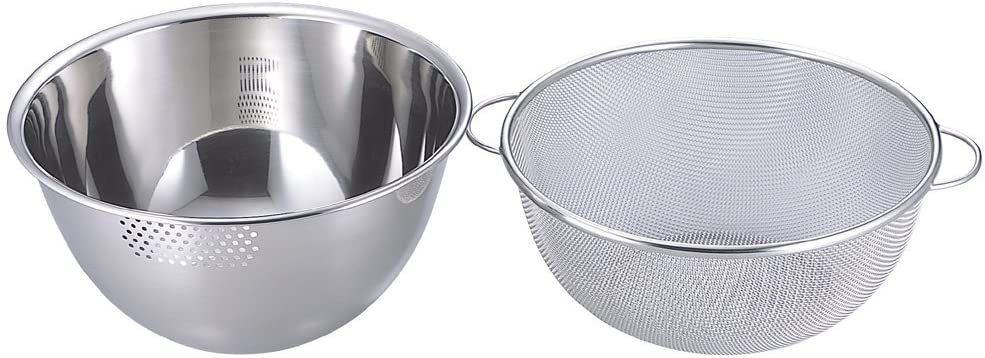 【本日限定価格】 下村企販 27919 日本製 ザル 水切り穴 ボール ステンレス ザルセット 27