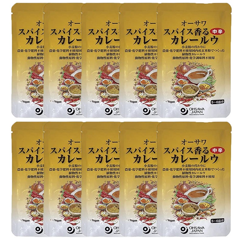 オーサワ スパイス香るカレールウ 中辛 120g 10袋セット カレーフレーク 小麦不使用