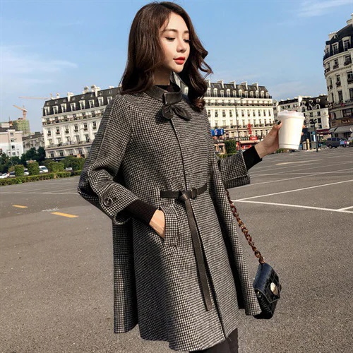 目玉商品 超人気 コート カーディガン レディース 冬 ウールコート Aライン ロング アウター 冬 ママ ゆったり チェック柄 ロングコート カシミヤ混 プレゼント