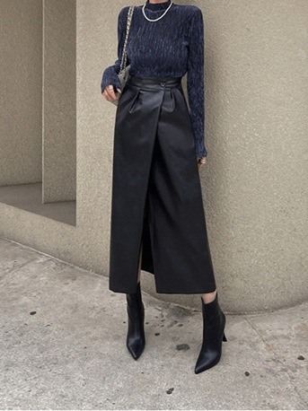 Cross-Border European and American Fashion Women s Clothing 2025 Autumn and Winter New Pu High-Waist