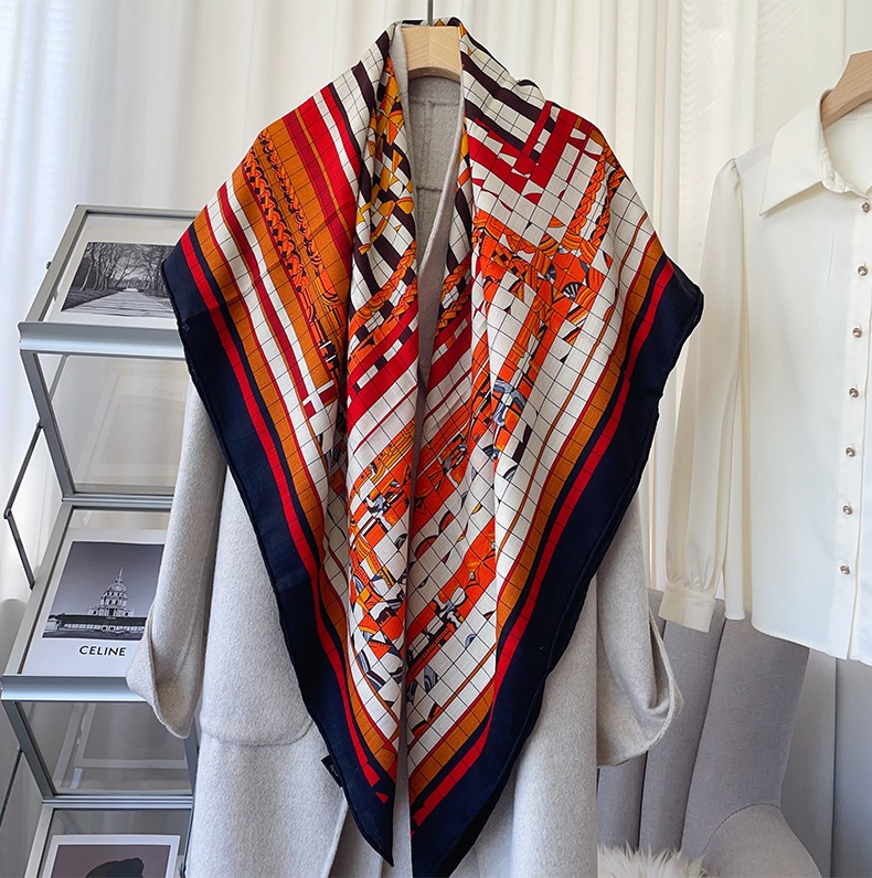 秋冬のシルクウール織りの大スカーフ女性通勤に便利ストール多機能マフラー保温ストール軽量贅沢