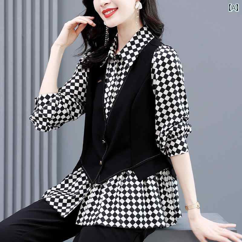 トップス シャツ ブラウス チェック 長袖 きめサイズ ショッピング おしゃれ レディース