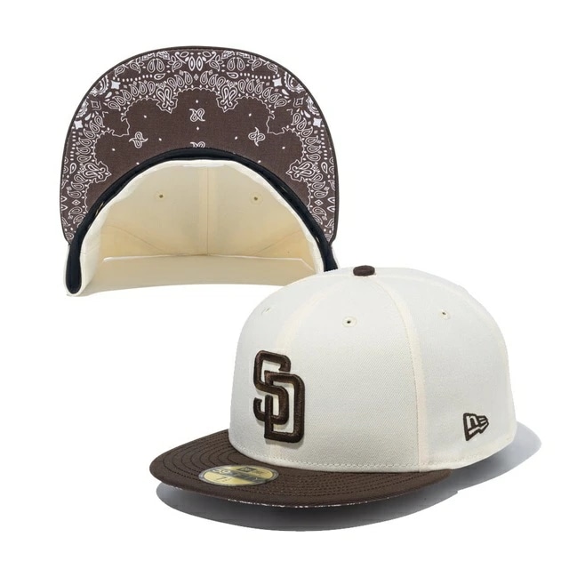 [即納]NEWERA ニューエラ 59FIFTY Paisley Under Visor サンディエゴ・パドレス クローム ウォルナット ペイズリーアンダーバイザー メンズ 男性 帽子 ハット HA
