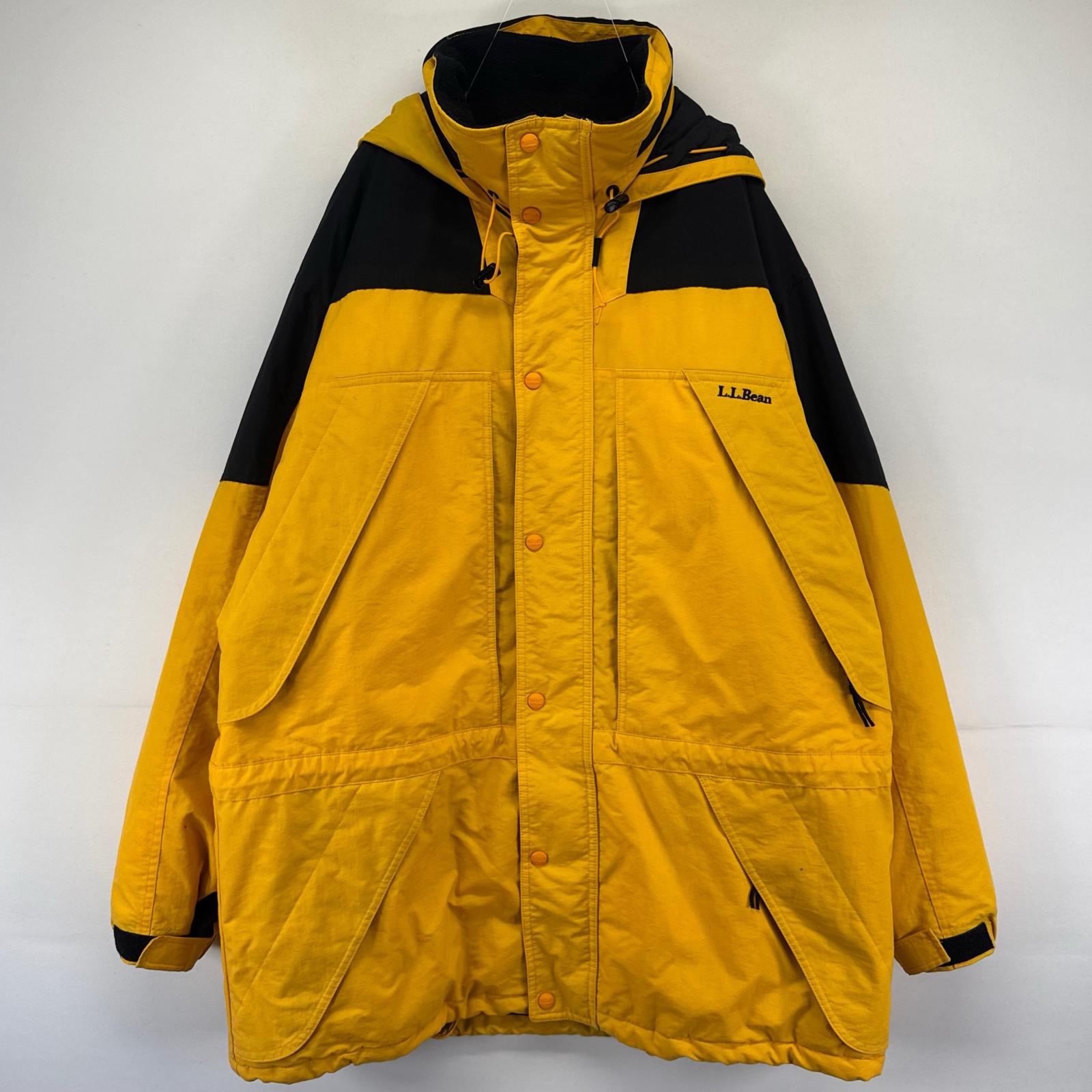 古着 90s/90年代 ジャケット マウンテンパーカー 中綿 ワンポイントロゴ 大きいサイズ XL イエロー系 メンズ