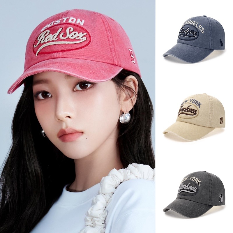 3ACPV165N karina着用 [25S新商品] バーシティー ビンテージ カールシブ ステッチ アンストラクチャー ベースボールキャップ ニュー正規品保証 関税負担なし 韓国限定販売 男女共用