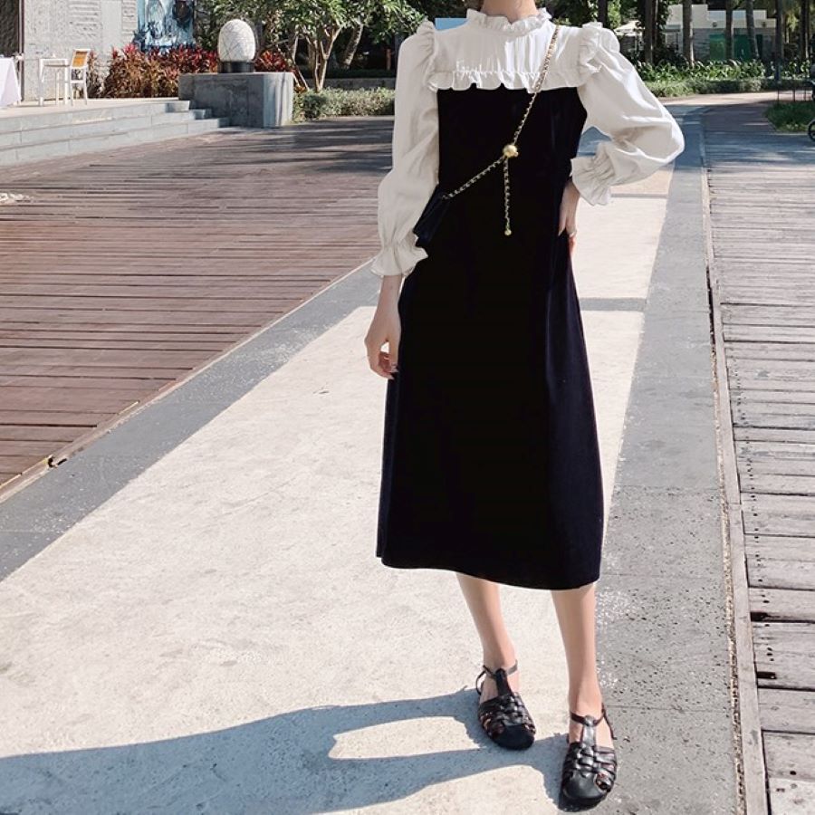 ワンピース レディース フェミニン 長袖 春秋 シャツワンピ 9810レディースファッション