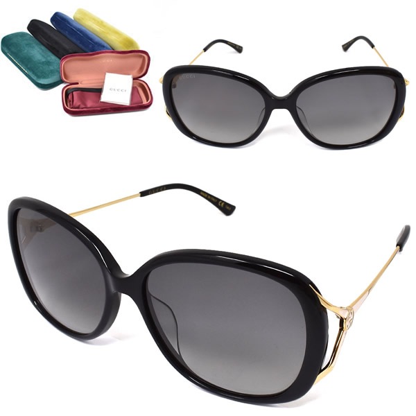 サングラス GG0649SK-001 アジアンフィット メンズ レディース ユニセックス ブラック ゴールド グレーグラデーション