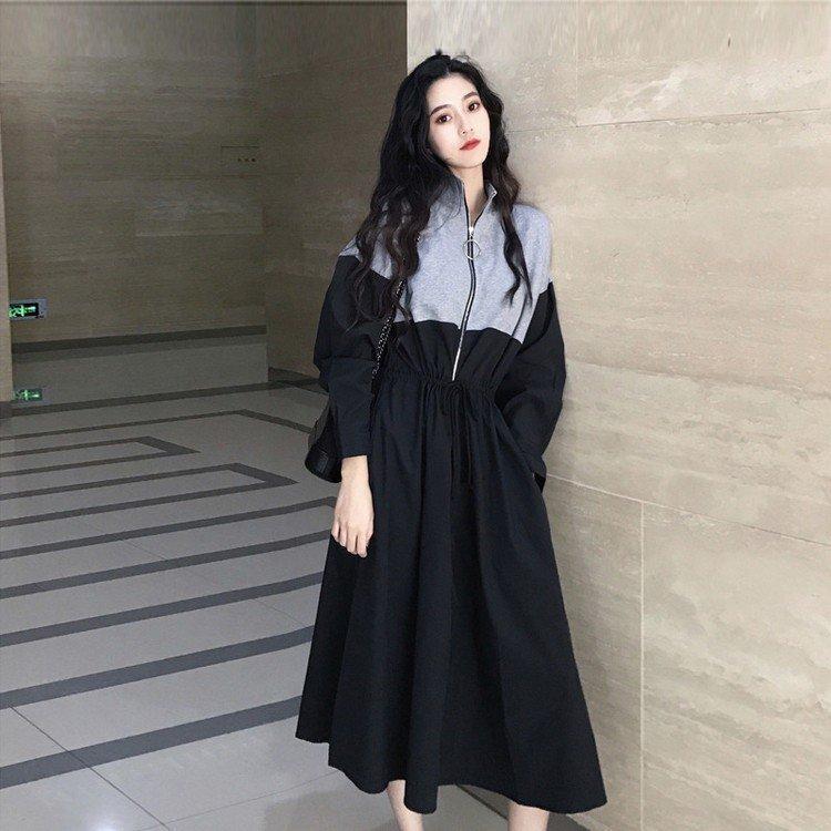 春 レディース ワンピース ワンピ 切り替え デザイン ハイウエスト 長袖 ロングドレス ミモレ丈 ロングワンピ 大人可愛い フレア