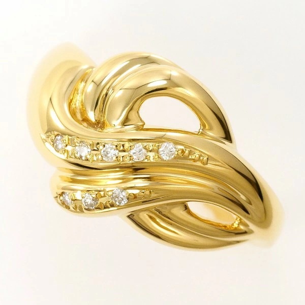 K18 18金 YG リング 14号 ダイヤ 0.05 中古