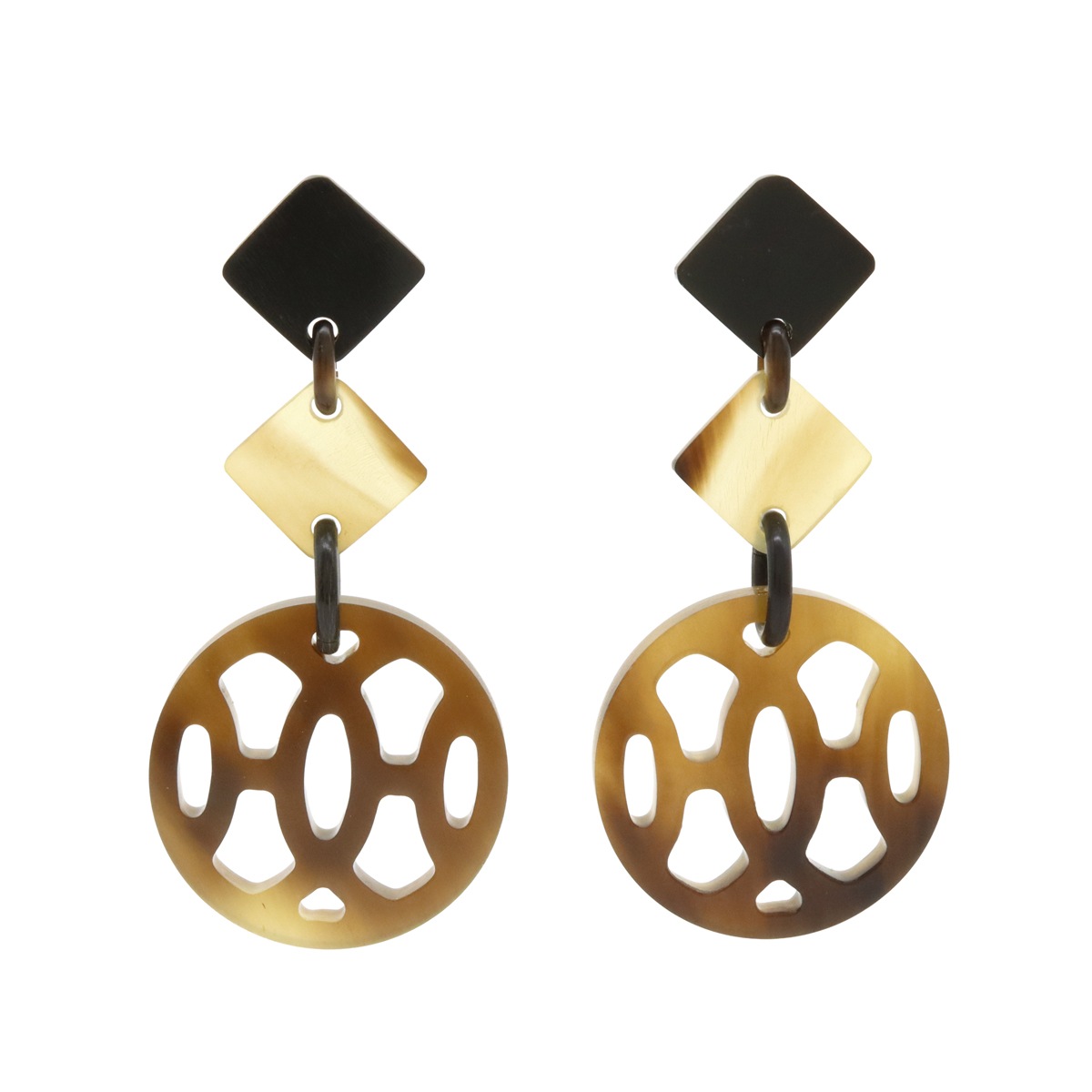 アヴァ ピアス バッファローホーン ブラウン系マルチカラ