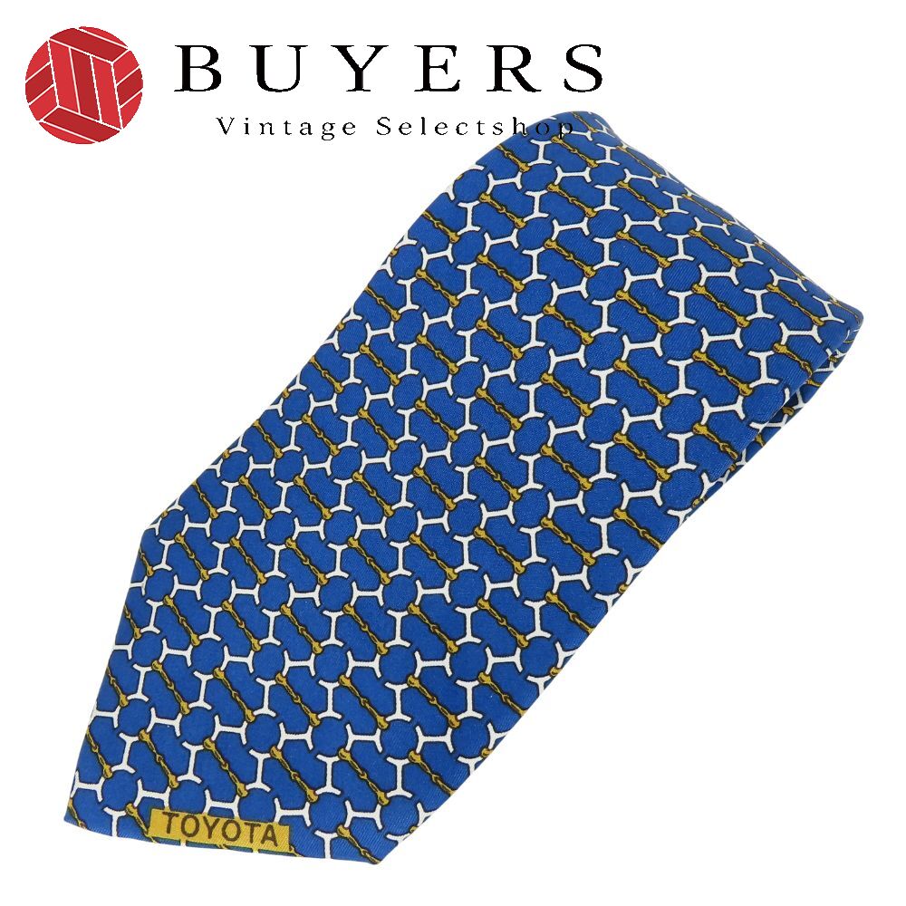 中古 ネクタイ トヨタ限定品 シルク ブルー ホワイト ゴールド ビジネス スーツ メンズ 男性 5,544円