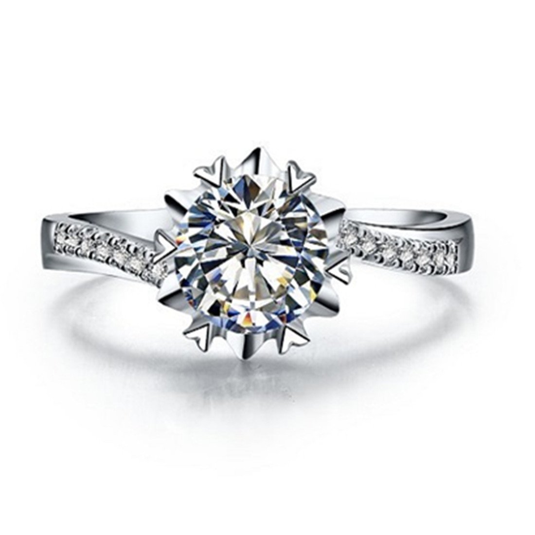 [THREE MAN] 幸運のスタイルブリリアント0.5ctダイヤモンドの女性の婚約指輪純粋なシルバー優秀な結婚式のジュエリーギフトの花嫁のための (14)