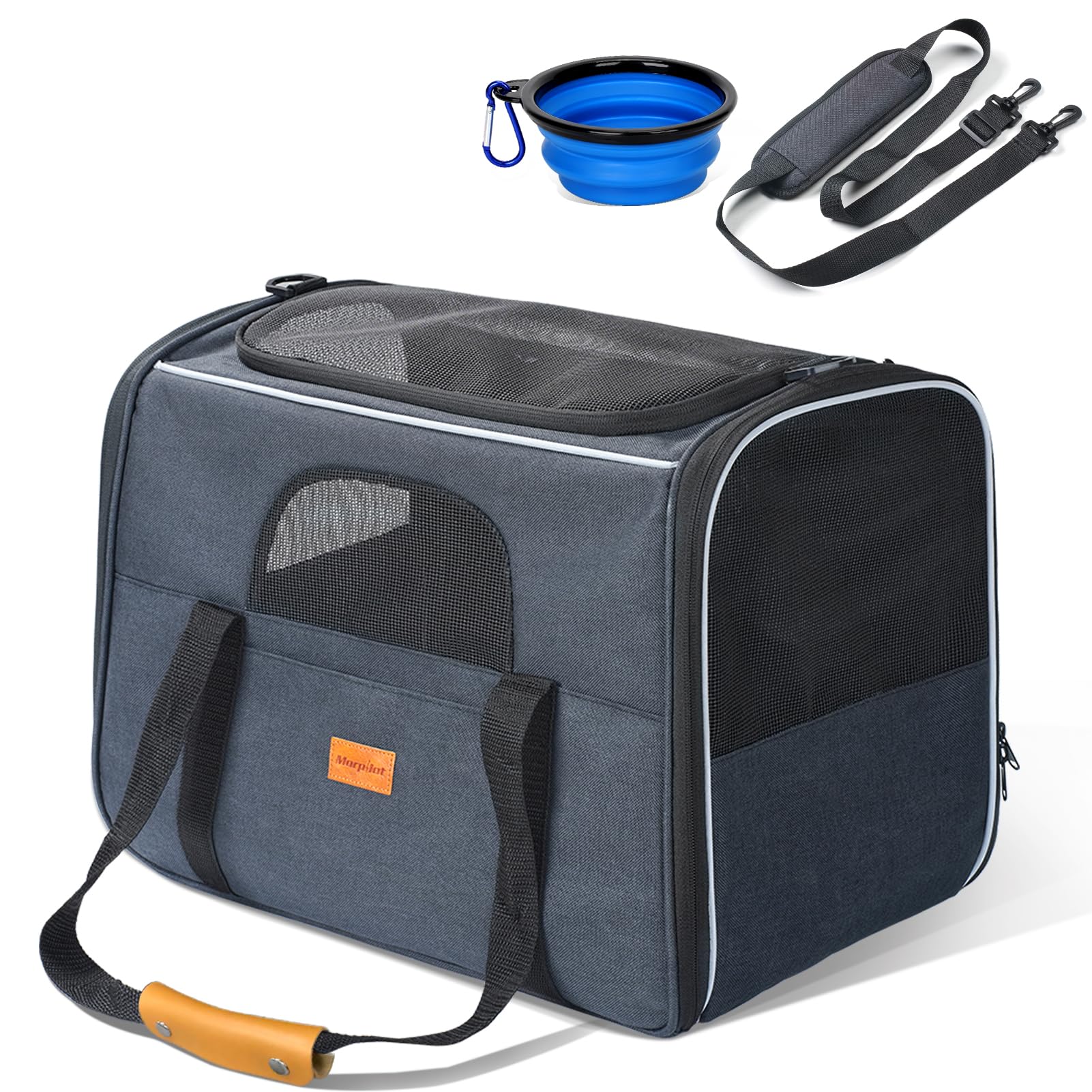 Morpilot ペットキャリー 猫 きゃりーバッグ 4way ショルダー 中・大型猫・小型犬・うさぎ用 リュック 折りたたみ 通気性 臭気がない 引っ掻き傷に強い 車載/ドライブ/キャンピング/旅行