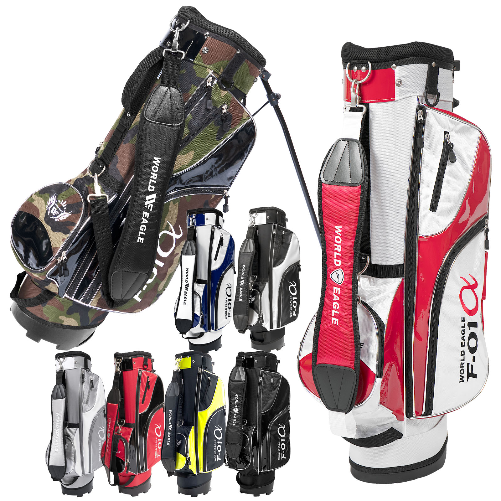 選べるカラー 軽量バッグで楽々ラウンド ワールドイーグル F-01　スタンド式ゴルフバック
