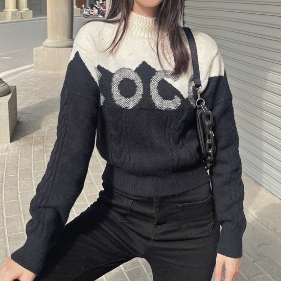 セーター レディース トップス ニット 長袖 秋 冬 ニットセーター オフィス 体型カバー 厚手 カットソー ニットウエア カジュアル ベーシック シンプル 大きいサイズ ロゴ ハイネック 6,116円