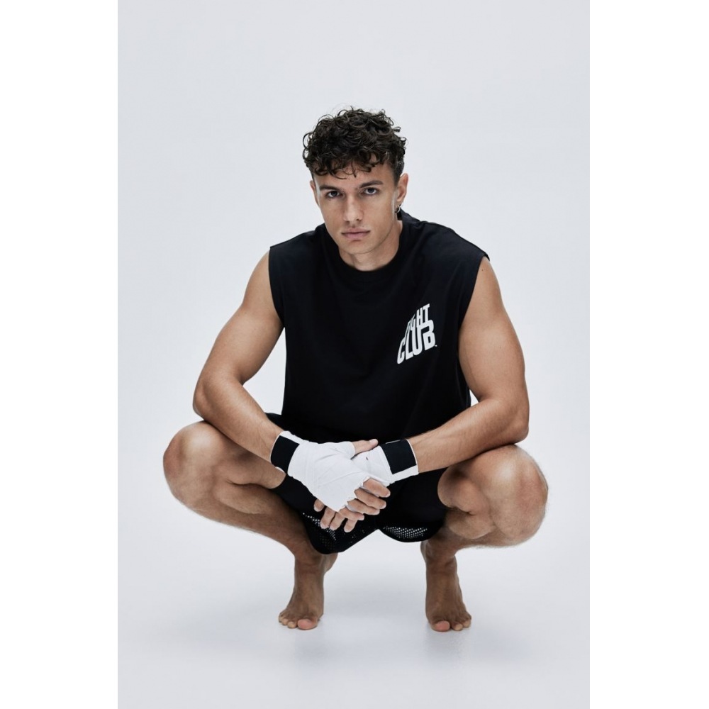 H&M ノースリーブスポーツトップルーズフィット DryMove ブラック/ファイトクラブ