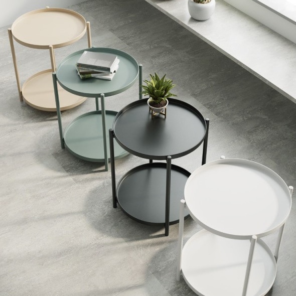 北欧風 2段トレイのサイドテーブル おしゃれ かわいい インテリア 家具 コーヒーテーブル エンドテーブル ホワイト ブラック グリーン