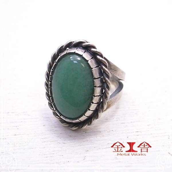 シルバーリング 13号 アベンチュリンアクセサリー 作家 ハンドメイド //金工舎