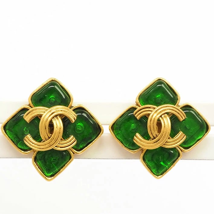 シャネル グリポワ　ひし形　クローバー風　クリップタイプ 【イヤリング】