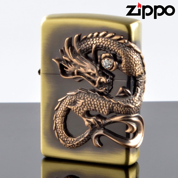 【即納】 正規品 ZIPPO ジッポー 龍サイドメタル ドラゴン DS-BS 真鍮古美 #200レギュラー オイルライター メール便発送