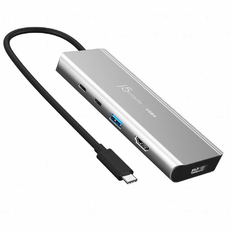J5　［USB-C オスメス HDMI /DisplayPort /USB-A /USB-Cｘ2］USB PD対応 85W ドッキングステーション スペースグレー　JCD401