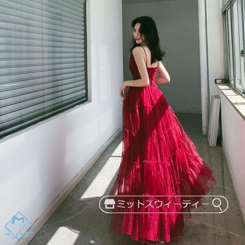 カラードレス ウエディングドレス パーティードレス 演奏会 発表会 花嫁 ティアードスカート イブニ