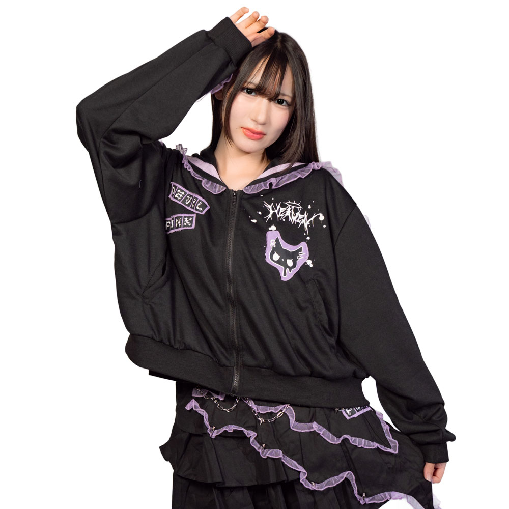 DEVIL PUNK セーラージャケット 長袖 原宿系 原宿 ファッション ロック 天使界隈 天使 悪魔 派手 ブラック jr-588-133