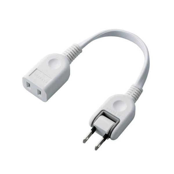 (まとめ) エレコム ACアダプタ用電源延長コード 2Pオス-メス 1個口 ホワイト 0.1m T-ADR1WH 1個 (×30セット)