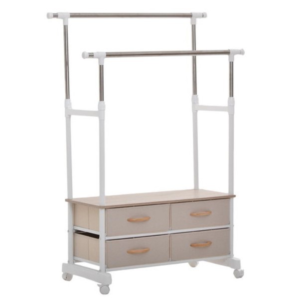 B.Bファニシング LOLS0233KIWHT ホワイト LOG 左右上下伸縮ハンガー 引出し4個付き メーカー直送