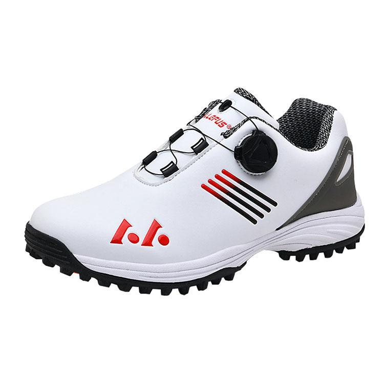ゴルフシューズメンズレディースダイヤル式スニーカー大きいサイlズ幅広いスパイクレスフィット感軽量動きやすい防水耐久練習場白黒