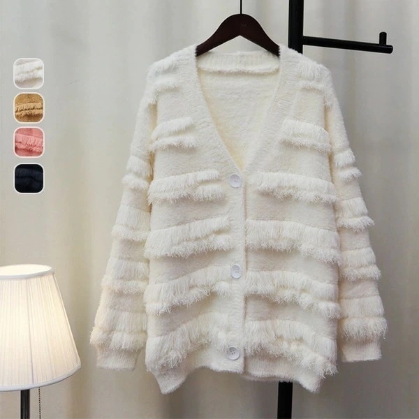 緊急SALE!2点購入で1OO円オフ 上品 おしゃれ 秋 定番 ふわふわ モコモコ カットソー 体型カバー ゆったり vネック 長袖 トップス ニットウェア ファー ファーニット 無地 レディース