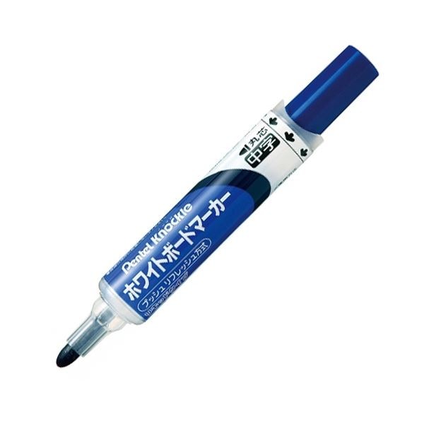 （まとめ） ぺんてる ホワイトボードマーカー ノックル 中字丸芯 青 EMWLM-C 1本 (×30セット)